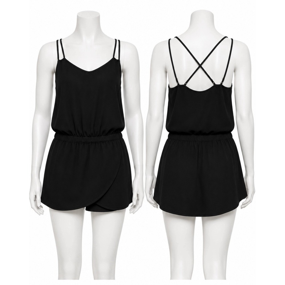 LULULEMON Women's NEW Romper Skirt Skort Shorts Size 6 Black Top Tennis Yoga